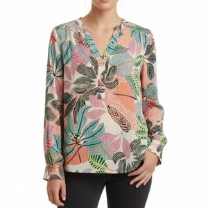 Parker St. Kitts Natik Floral Blouse Boho‎ Chic Top